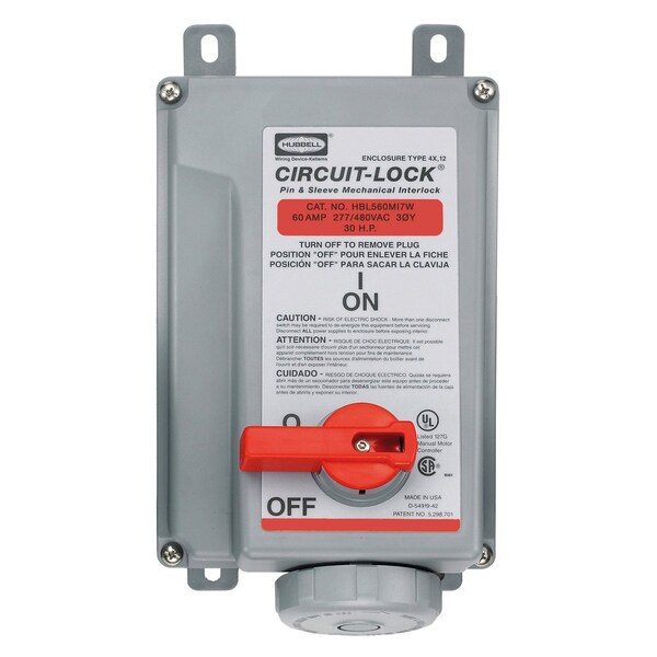 Heavy Duty Products, IEC Pin and Sleeve Devices, Industrial Grade, Female, Mechanically Interlocked Receptacle, 60A 3-Phase Wye 277/480V AC